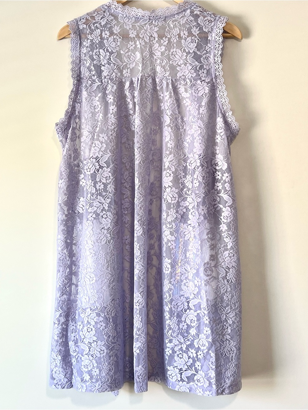 Lavender Floral Lace Sequin-Panel Duster Vest - Picture 4 of 5
